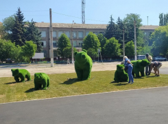 В Луганске на улице Оборонной появились зеленые медведи