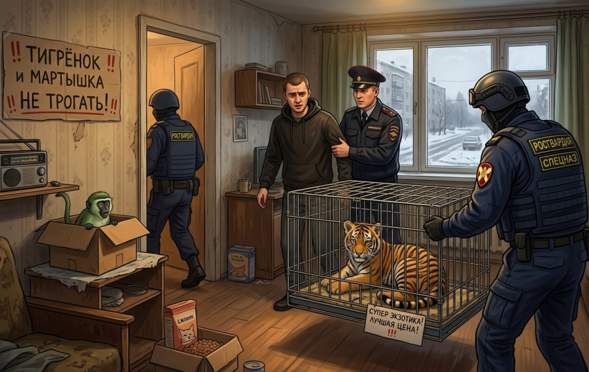 Тигр в хрущевке: житель Стаханова ответит в суде за домашний зоопарк